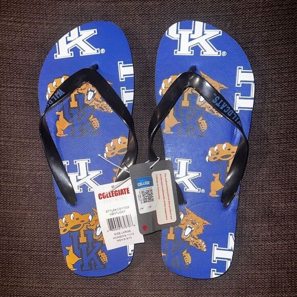 𝅺KENTUCKY wildcats flip flops womens 11-12 - Picture 1 of 3